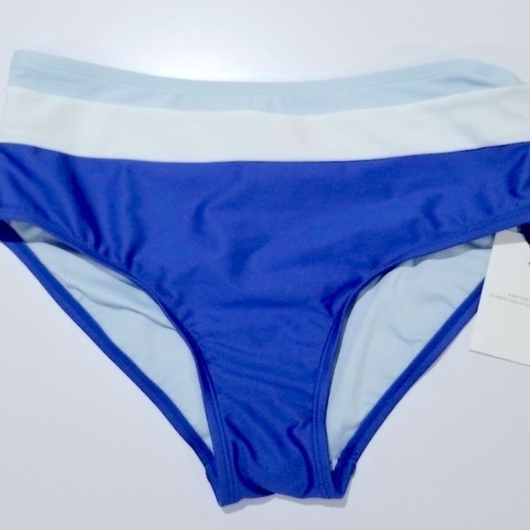 DKNY Colorblocked High-Waist Bikini Bottoms swimsuit, swimwear Lapis Blue New L - Picture 5 of 11